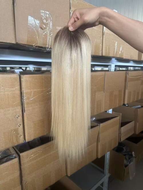 Top grade Platinum blonde hair topper for salon
