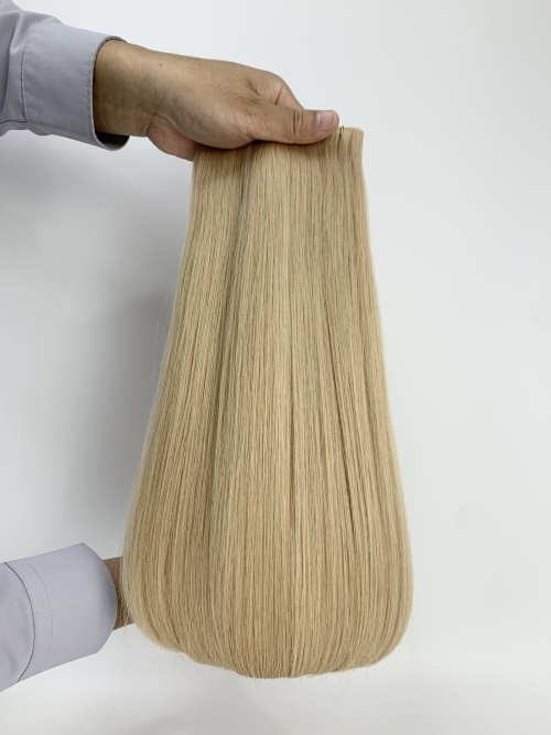 Dolas Crafts Genius Weft hair extensions - 22 inch Platinum Blonde - flat seam construction