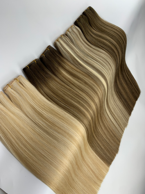 Super genius weft hair extensions hybrid genius weft blonde wefts factory low moq oem raw hair extensions