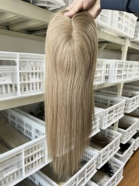 Beathable  human hair topper Scalp immitation silk base human hair topper factory